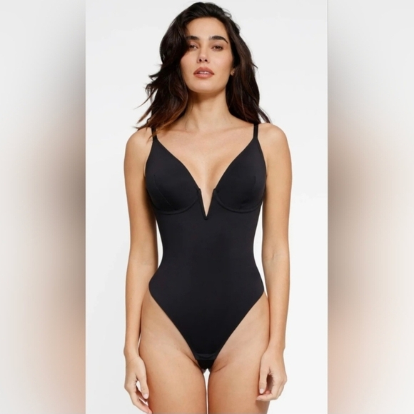 Deep V-Neck Low Back Sculpting Thong Bodysuit #957 NWOT - Picture 4 of 11